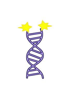 spinning stars animation of cute cartoon of a DNA strand