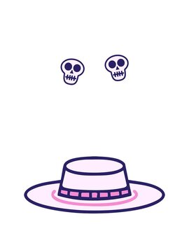 spinning skulls animation of stylish brazilian hat with brim