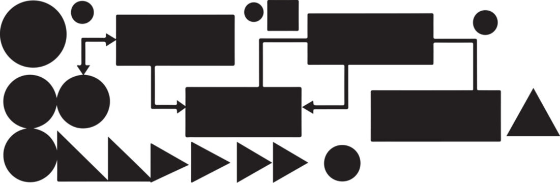 Flowchart diagram with black shapes and arrows on white background