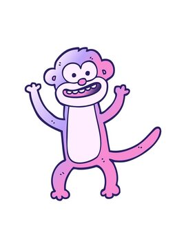 shivering motion animation of vector gradient illustration cartoon monkey