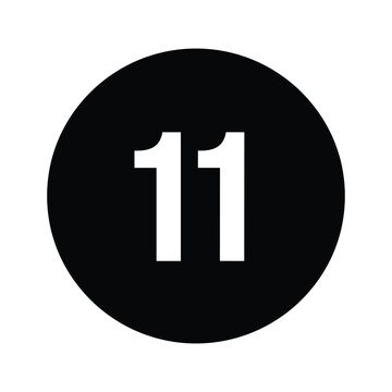 Black circle with white number eleven