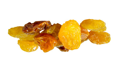 Dried yellow raisin or currants in stack isolated with clipping path in png file format
