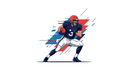 Obraz premium Dynamic illustration of an American football player in action, showcasing athleticism and the sport's intensity