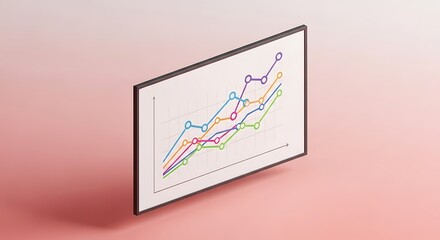 Colorful business graph on screen showing growth trends and data analysis