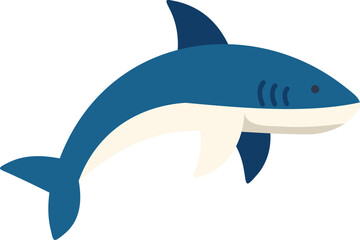 Obraz premium Cartoon shark swimming underwater, simple and cute illustration