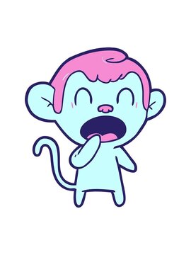 bob and pause animation of yawning cartoon monkey