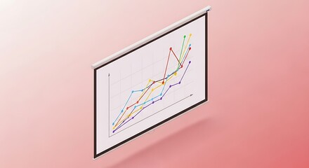 Colorful business graph on screen for presentations and data analysis