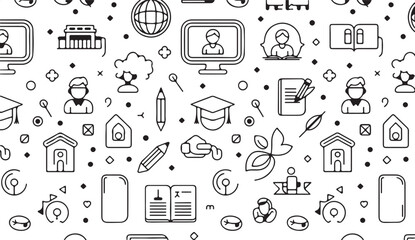 education vector background with books laptop graduation and icons