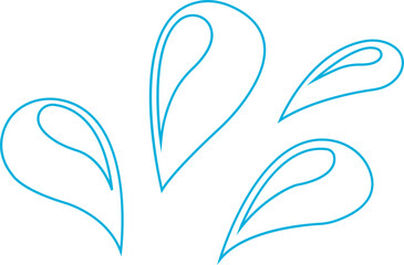 Water drop icon with droplet splash symbols in line style, liquid rain fluid illustration for weather nature hygiene UI design and clean graphic elements