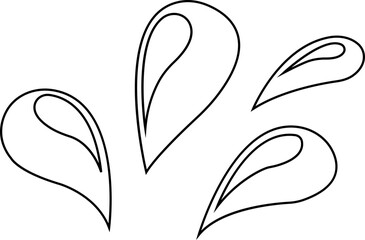 Water drop icon with droplet splash symbols in line style, liquid rain fluid illustration for weather nature hygiene UI design and clean graphic elements