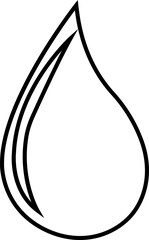 Water drop icon with droplet splash symbols in line style, liquid rain fluid illustration for weather nature hygiene UI design and clean graphic elements