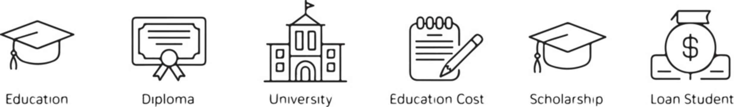 education icons university campus finance scholarship grant loan