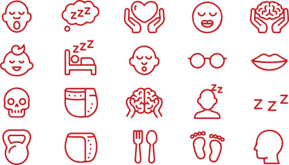 A Collection of Simple Line Icons for Human Health and Lifestyle