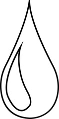 Water drop icon with droplet splash symbols in line style, liquid rain fluid illustration for weather nature hygiene UI design and clean graphic elements