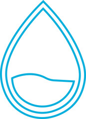 Water drop icon with droplet splash symbols in line style, liquid rain fluid illustration for weather nature hygiene UI design and clean graphic elements