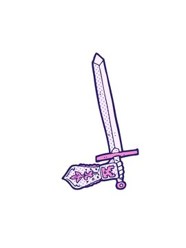 shaking motion animation of cartoon sword and hand
