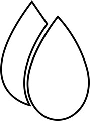Water drop icon with droplet splash symbols in line style, liquid rain fluid illustration for weather nature hygiene UI design and clean graphic elements