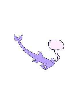 starburst effect animation of freehand drawn speech bubble cartoon hammerhead shark