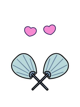 spinning hearts animation of uchiwa japanese celebration paddle fans
