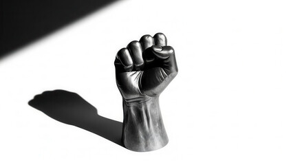 Feminist fist, powerful symbol, bold design, monochrome artwork, concept of empowerment
