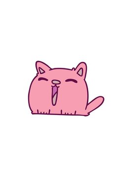 pressure popping animation of free hand drawn cute kawaii cat