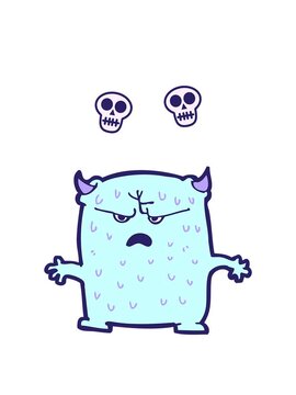 spinning skulls animation of cartoon little alien