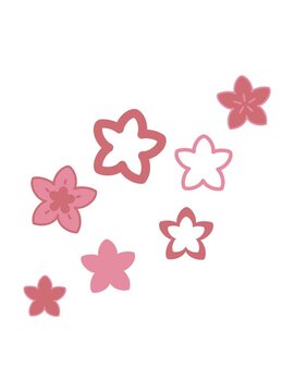 jiggle motion animation of multiple flowers form a japnese floral pattern