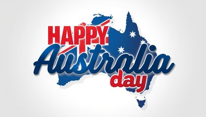 A colorful graphic design celebrating Australia Day with a map of Australia and festive text