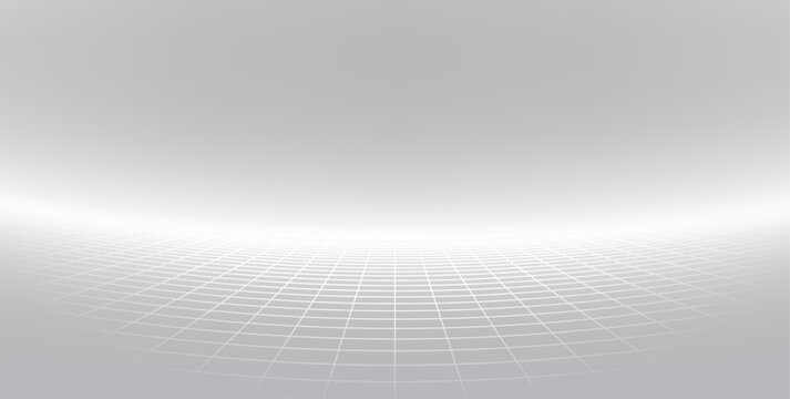 White futuristic wireframe grid curves. Digital horizon. Retro tech and sci-fi background.