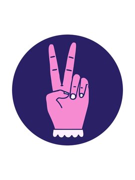splitting motion animation of icon of peace symbol two finger hand gesture