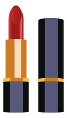 Red Lipstick Icon Set in Flat Style for Women Makeup and Cosmetic Design Vector Illustration