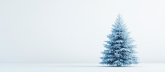 Monochrome Christmas tree in minimalist studio setting evokes winter holiday spirit