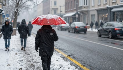 man walking with umbrella