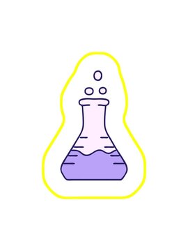 radioactive glowing animation of cartoon of a bubbling chemical potion vial