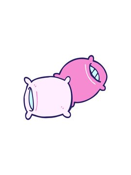 splitting effect animation of cartoon doodle of pillow