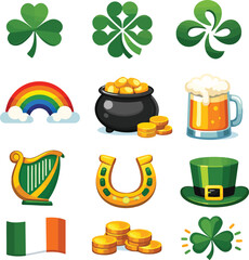 Celebr Page with Irish Symbols and Lucky Charms Page Illustration Page