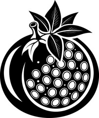 Black and white Pomegranate fruit , white background