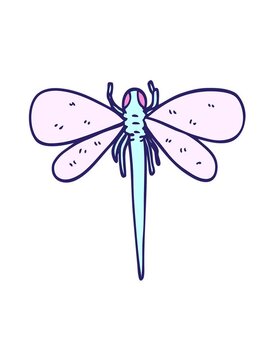jiggle and pause animation of cartoon doodle dragonfly