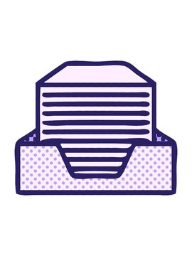 pixelize effect animation of comic book style cartoon of a stack of office papers