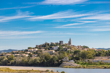 View from bridge over Durance river close to Mallemort, France