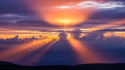 Dramatic Sunset Clouds with Vibrant Orange, Pink and Purple Sky in Cinematic Evening Light