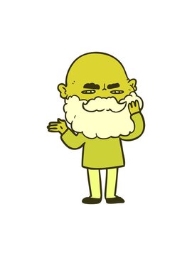changing color animation of cartoon man with beard frowning