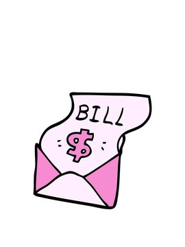 rise and float animation of cartoon doodle bill in envelope