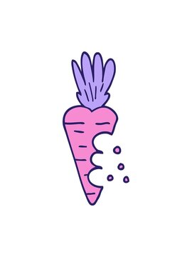 pixelize effect animation of cartoon doodle carrot with bite marks