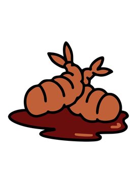 pixelize effect animation of a japanese fried shrimp food snack