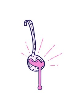 shivering motion animation of traditional tattoo style ladle of gravy