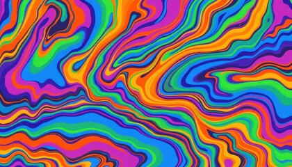 Vibrant Psychedelic Swirl Pattern with Colorful Waves and Fluid Motion in Bold Hues for Art and Design Projects