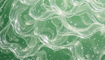 Abstract Flowing Waves with Bubbles on Soft Green Background for Creative Design Projects