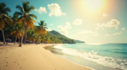 Blurry of a beach with palm trees