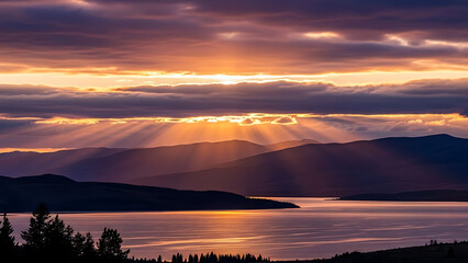 Dramatic Sunset Clouds with Vibrant Orange, Pink and Purple Sky in Cinematic Evening Light